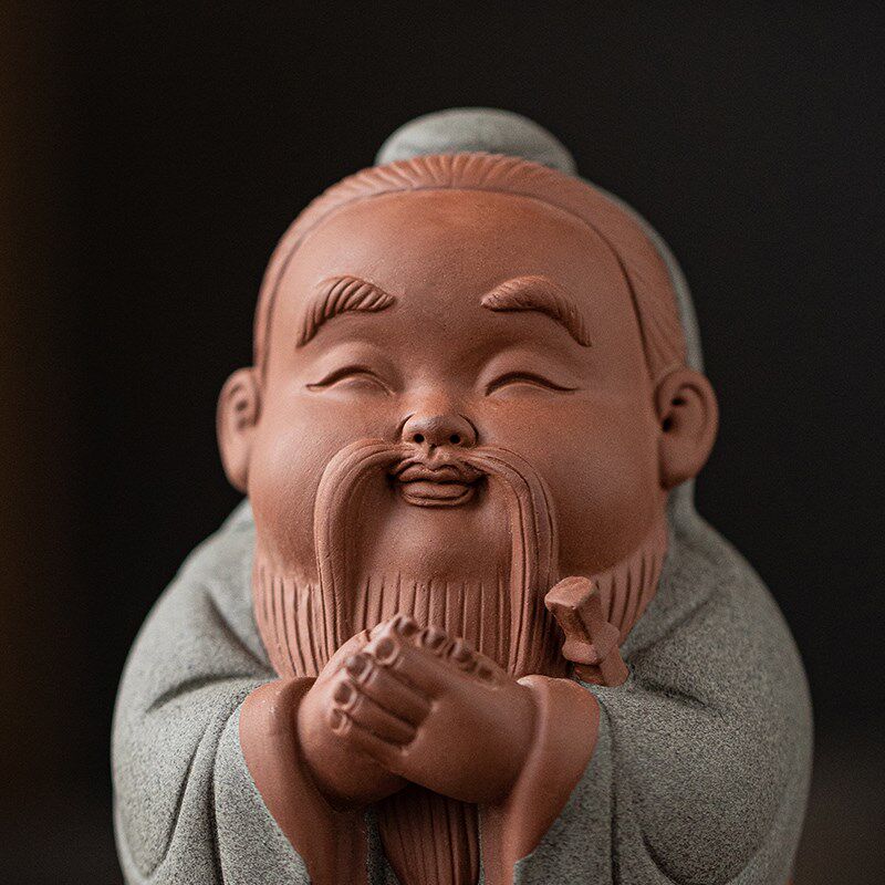 国风孔子摆件紫砂历史人物孔夫子雕像书房桌面装饰品教师节小礼品