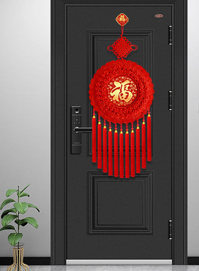 2024新款中国结客厅挂饰福字玄关挂件大号过年春节桃木背景墙