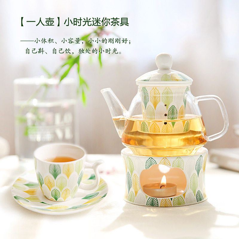 那些时光 蜡烛加热茶壶花茶壶套装 煮水果茶玻R璃壶下午茶杯红茶