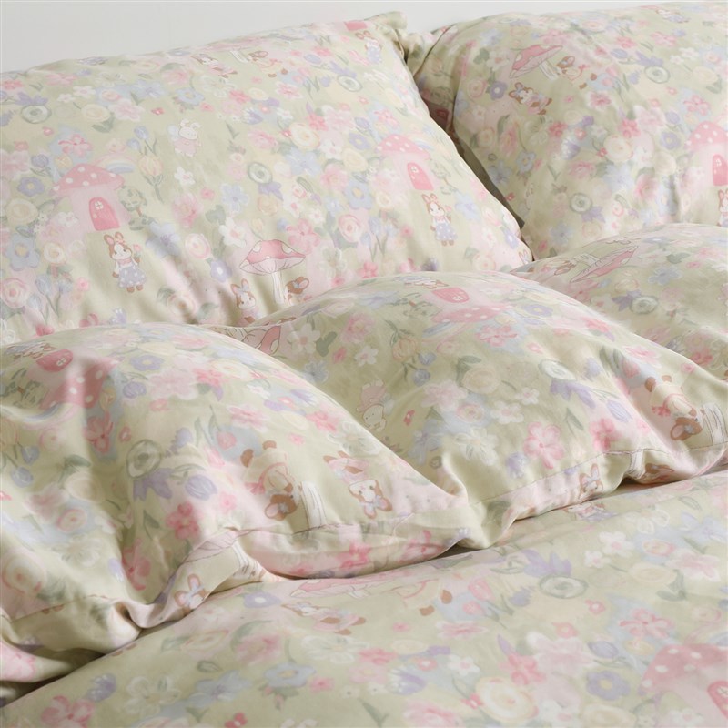 蘑菇森林双层纱夏季单独200x230被罩全棉被套单件1.5米四件套