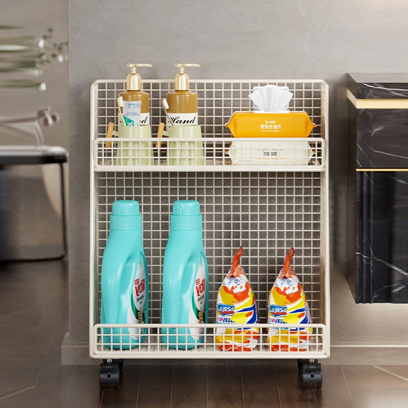 洗手间落地置物架浴室多层可移动储物洗漱用品带滑轮夹缝收纳架子