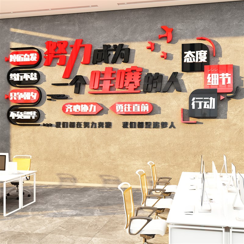 办公室励志标语墙贴公司企业文化背景高级感氛围布置墙面装饰贴纸
