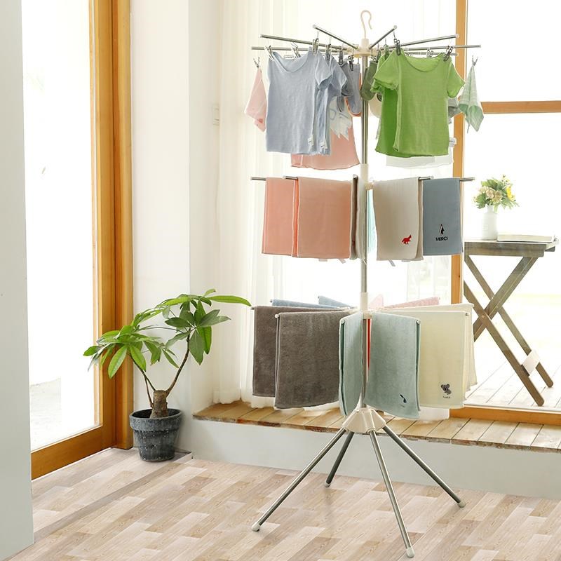 婴儿晾衣架落地折叠室内不锈钢新生儿毛巾尿布架多功能宝宝晒衣架