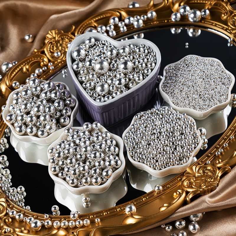 糖珠500g生日蛋糕装饰摆件金色银色彩色糖珠糖针烘培材料烘焙珍珠