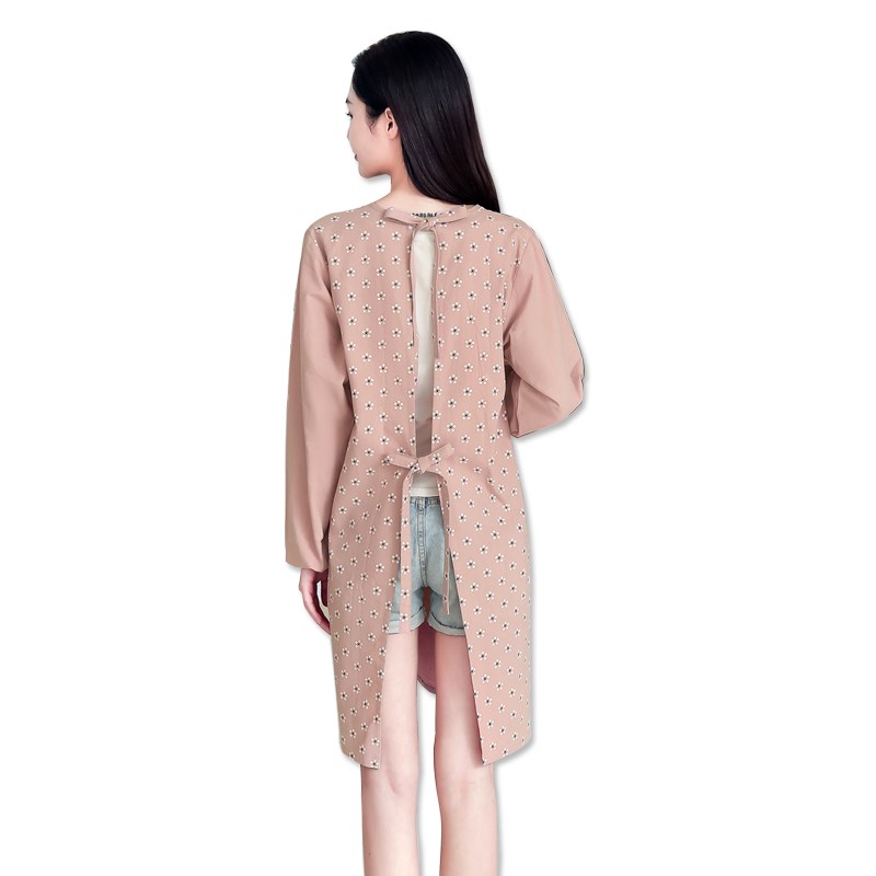 厨房长袖家用防水防油可擦手围裙反穿罩衣日式时尚女大人定制围腰