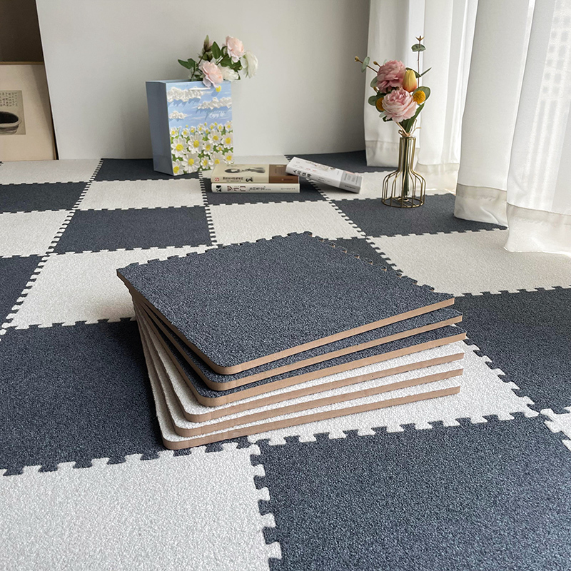 家用地毯卧室床边毯少女房间短绒耐脏客厅大面积全铺儿童拼图地垫