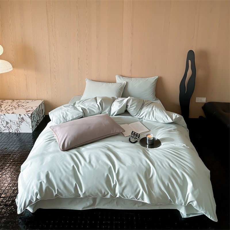 1000支全棉磨毛四件套秋冬季加厚保暖简约酒店风床单被套