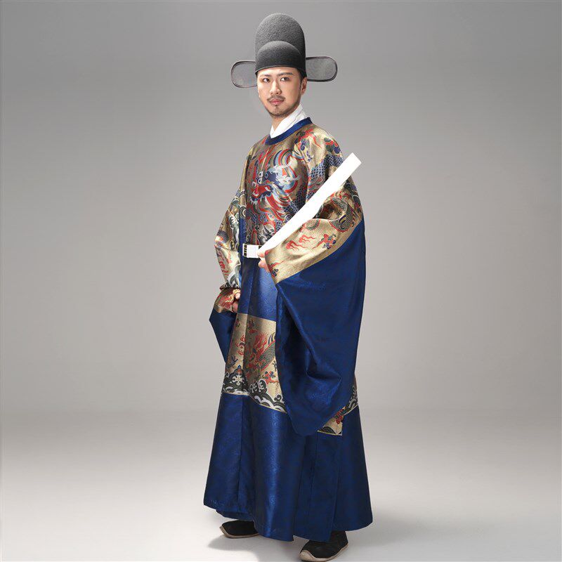 明制圆领袍二品飞鱼纹赐服官服满地金中式婚礼主持人男定制寅鳞生