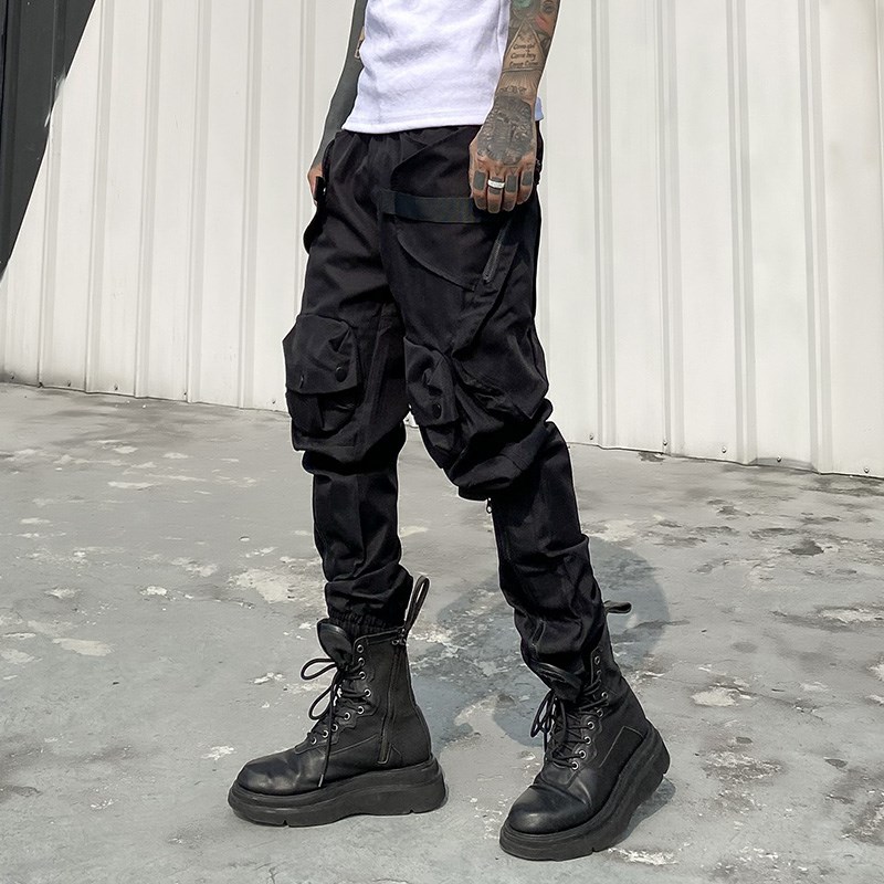 我叫得仔 高街机能工装长裤男时髦多口袋战术靴裤四季百搭束脚裤