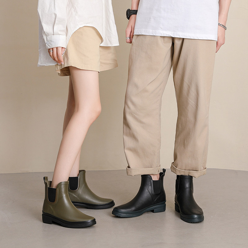 情侣双色低帮雨鞋女款时尚外穿防水防滑水鞋短筒套鞋时髦雨靴男士