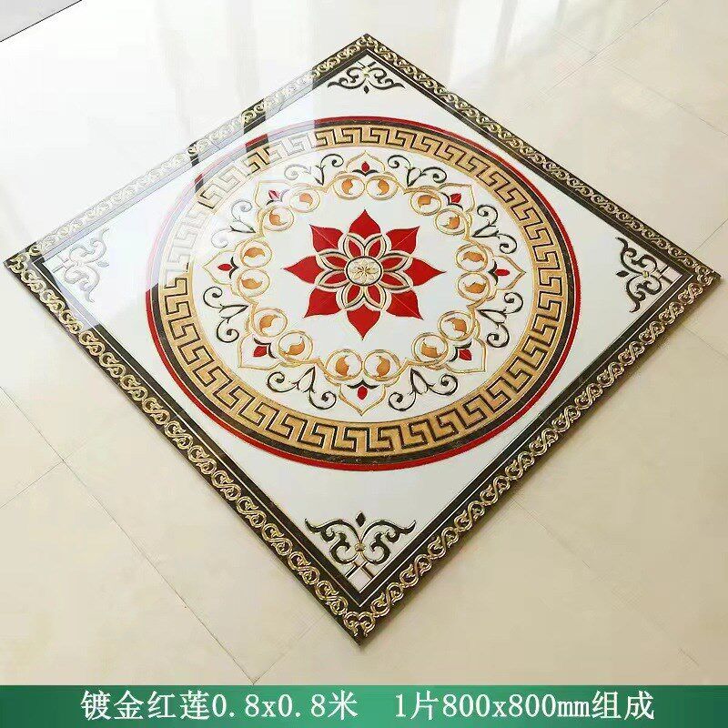 红莲欧式入户玄关拼花地砖客厅800X800地毯花拼图瓷砖简约抛晶砖