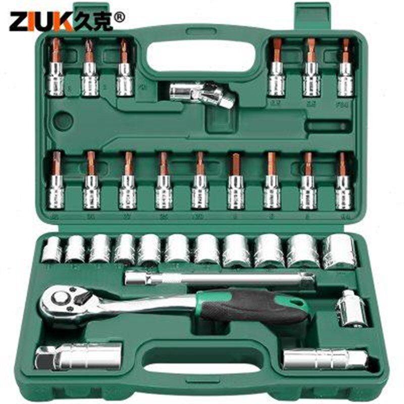 久克 汽修随车工具套装中飞大飞修车套筒棘轮扳手工具汽车维修