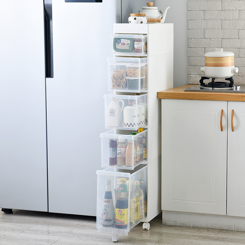 22cm宽夹缝柜抽屉式收纳柜塑料缝隙柜储物柜厕所厨房窄边柜置物架