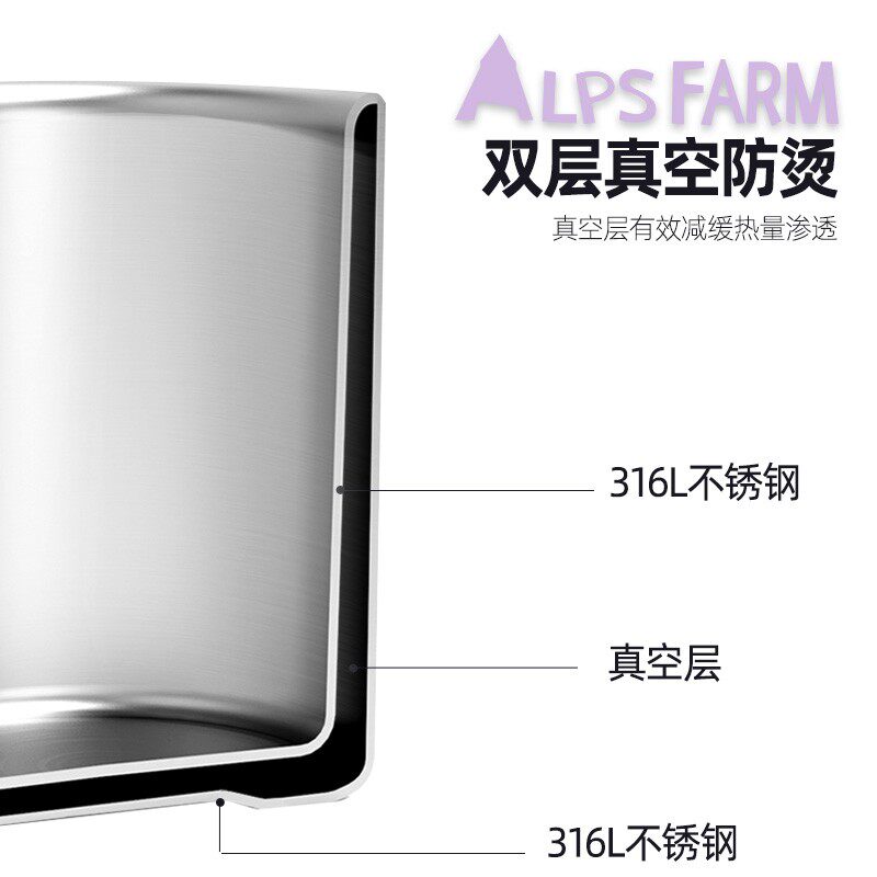 儿童316不锈钢水杯可爱牛奶杯双层隔热幼儿园口S杯带盖刻度学饮杯