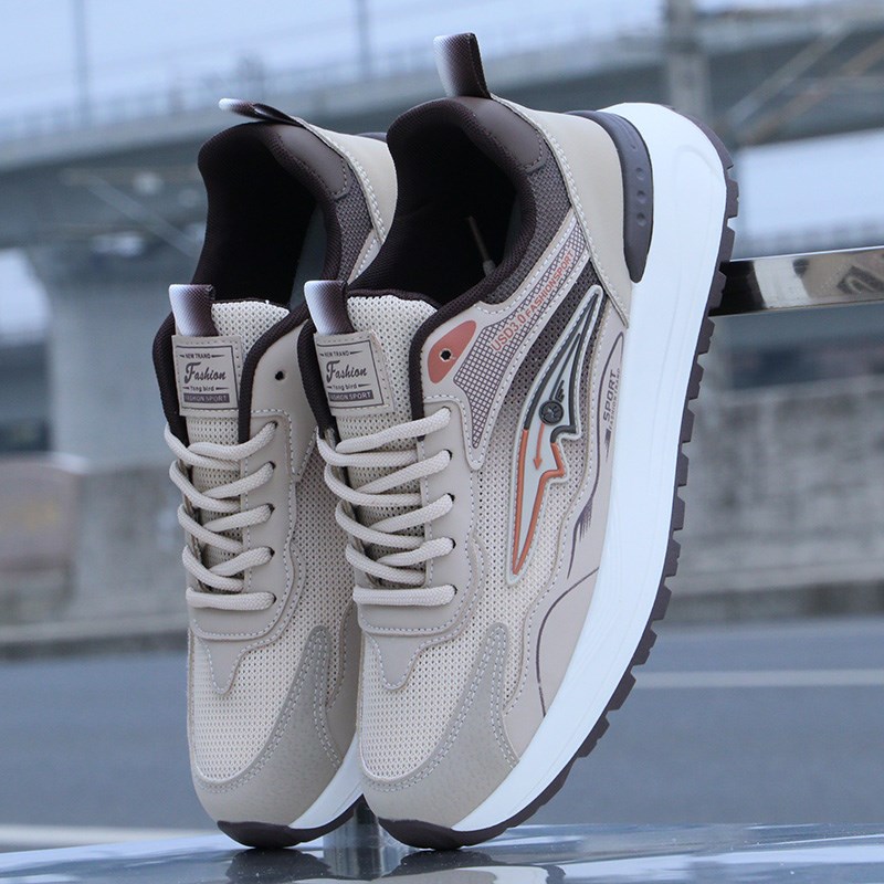 男鞋2025春季新款网面透气跑步鞋防滑减震厚底学生运动休闲鞋夏季