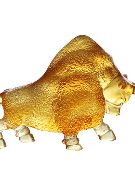 古法琉璃牛摆件招财镇宅居家客厅办公装饰工艺品拓荒牛高档礼品