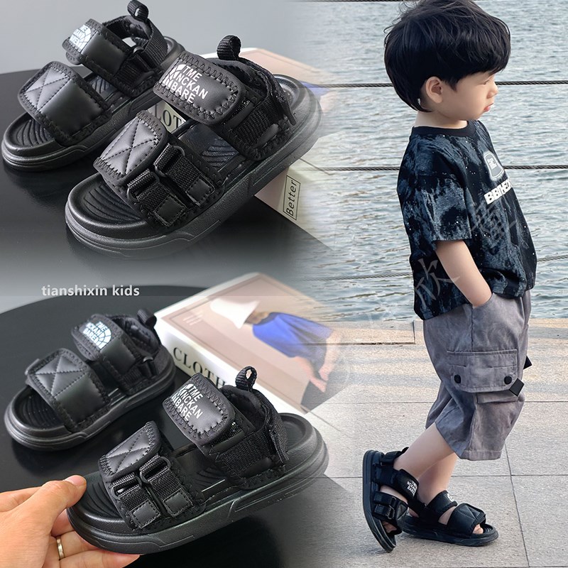 儿童凉鞋男童2025新款男孩运动凉鞋黑色女宝夏季鞋宝宝鞋软底轻便