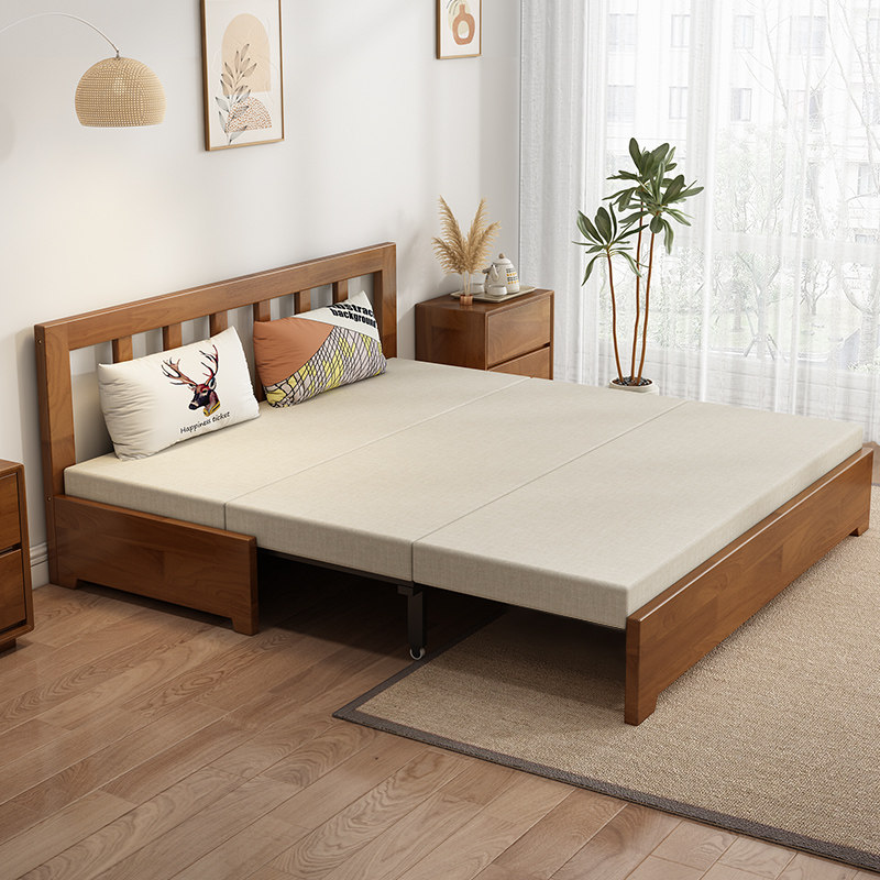 沙发床折叠两用客厅阳台多功能伸缩抽拉床小户Q型实木单人双人沙