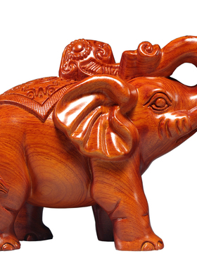 花梨木雕大象摆件一对木象家居办公室玄关装饰工艺品开业新居送礼