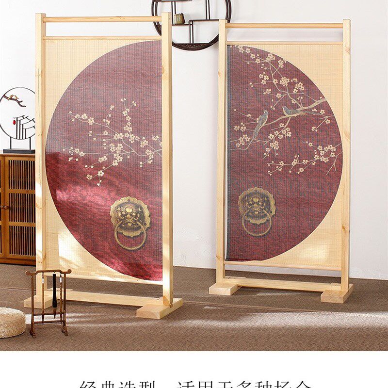 新春临门实木屏风隔断墙客厅简约现代中式隔断座屏移动玄关竹茶室