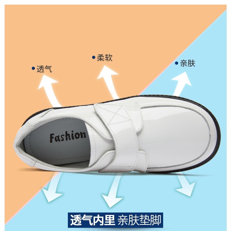 男童白色皮鞋演出软底英伦学生黑色儿童单鞋大童男孩表演2024新款