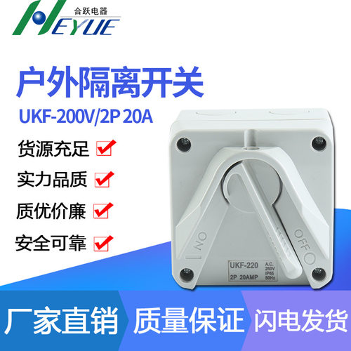 厂家隔离开关方形开关ukf-200v/2p银触点耐气候户外隔离开关
