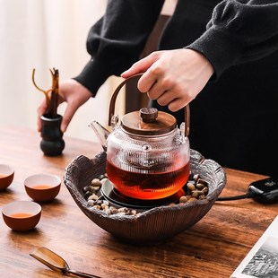 静音煮茶炉全自动不挑壶 复古耐高温烧水壶家用电陶炉玻璃泡茶套装