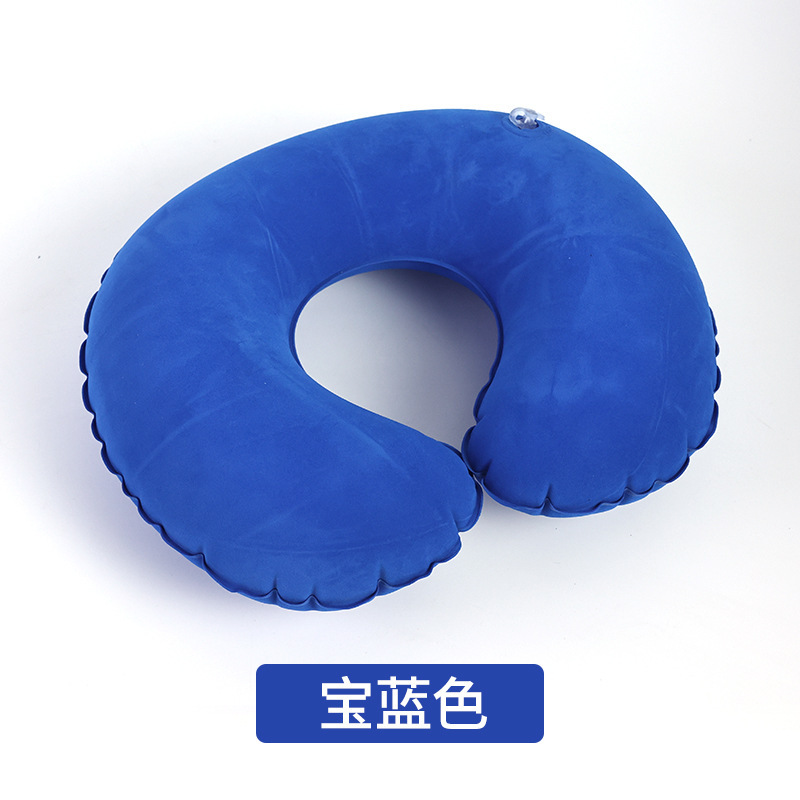 日本进口现货旅行充气枕头汽车飞机脖枕U型充气枕头pvc植绒旅行枕