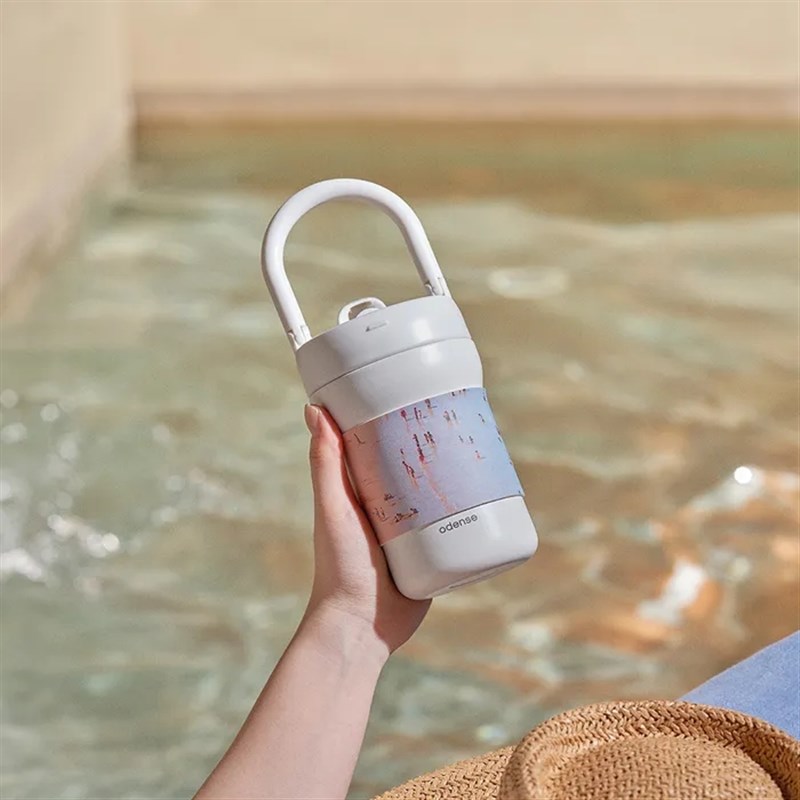 韩国直邮odense海洋涂鸦杯套不锈钢手提保温杯便携水杯吸管杯
