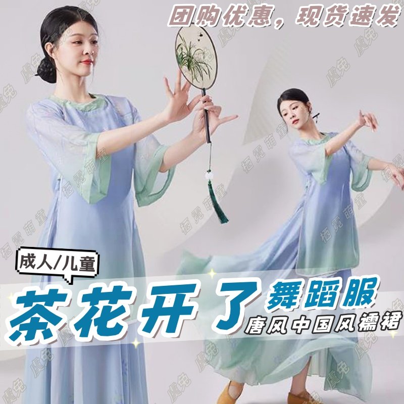 茶花开了舞蹈服青山烟雨客捣练图演出服青花瓷夜泊秦淮唐风表演服