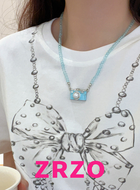 ZRZO薄荷蓝相机串珠项链