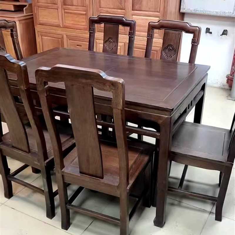 红木菠萝格长形餐桌全实木吃饭台1.3米新中式花梨木餐台椅厂直销