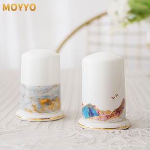 轻奢牙签盒陶瓷牙签筒创意家用棉签筒罐高档酒店餐厅便携 moyyo