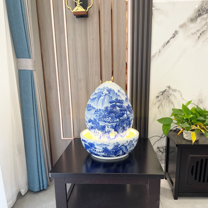 创意招财流水客厅办公室装饰品摆件桌面循环水新中式送礼开业礼物