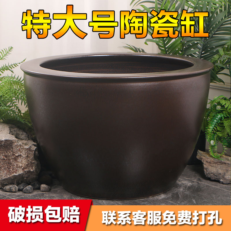 景德镇特大号口径陶瓷花盆清仓种树花盆阳台庭院落地睡莲荷花盆缸