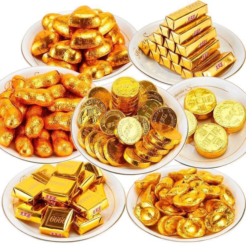 金币金元宝金条花生巧克力散装500g喜糖烘焙生日蛋糕装饰年货包邮