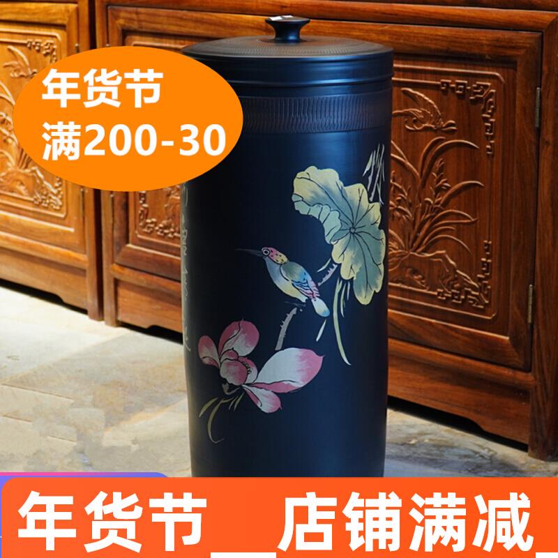 云南建水紫陶茶叶罐直桶大号精品高档陶瓷空罐非紫砂中式储存高端