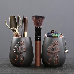 手工紫陶茶道六君子功夫茶具配件家用茶罐6君子泡茶工具大全套装