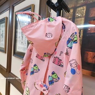 日系兒童雨衣輕薄速干透氣男女童寶寶幼兒園防水雨披小學生書包位