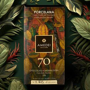 新货意大利 Porcelana70%进口高端黑巧克力纯可可排块零食