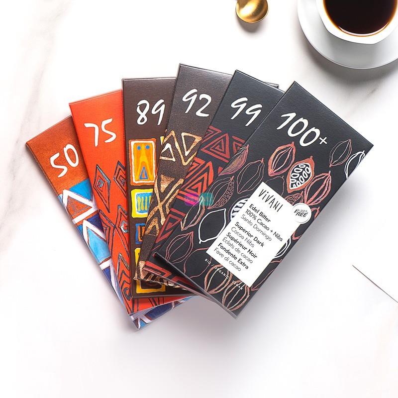 新货德国原装进口欧洲薇莉Vivani纯可可脂黑巧克力零食排块砖