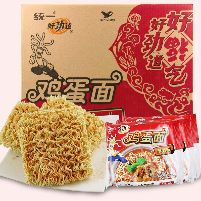 统一好劲道鸡蛋面干吃方便面整箱泡面袋装麻辣泡面北京方便面