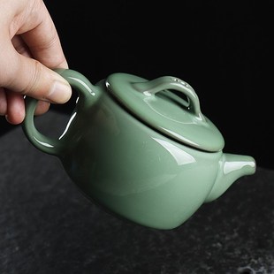 凝香阁 泡茶单壶 官窑铁胎梅子青汉瓦壶 大容量家用陶瓷不烫手日式