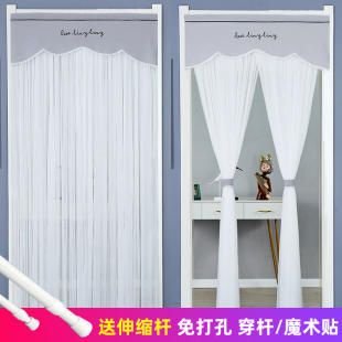 防蚊门帘卧室挂帘隔断帘家用免打孔网纱加密纱帘子厨房遮挡帘 夏季