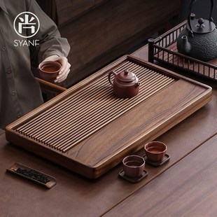 干泡盘2024新款 胡桃木茶盘整块实木茶台家用办公高档排水式 茶托盘