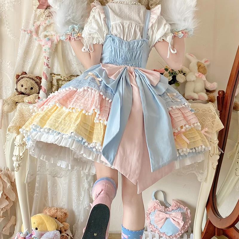 Lolita甜心马卡龙原创冰淇淋色糖果色洛丽塔蛋糕裙呲甜jsk三段式