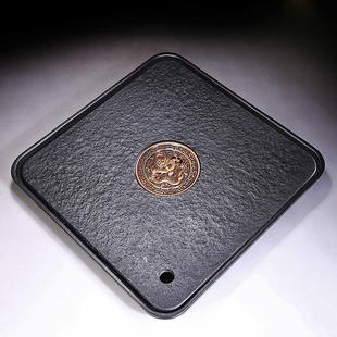 小号乌金石干泡茶台陶瓷简约茶具托盘家用圆形茶海 黑陶茶盘储水式