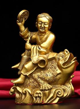 纯铜刘海戏金蟾摆件铜金蟾聚财家居客厅装饰品店铺工艺品摆件
