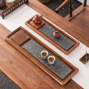 茶盘干泡台家用干泡盘乌金石茶海办公室茶具小型功夫实木茶台托盘