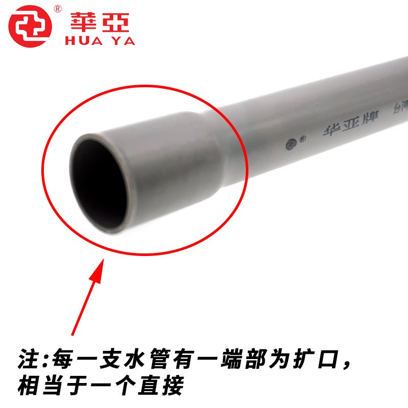 台塑华亚UPVC给水管pvc-u饮水管排水管塑料直管圆管带扩口直接管